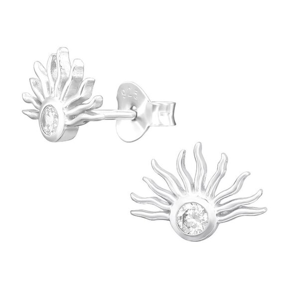 Sterling Silver CZ  Sun Earrings​ - Picture 1 of 7